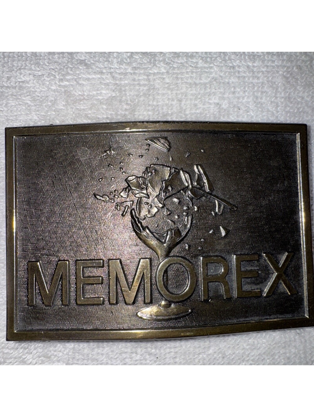 Heavy Vintage Memorex Belt Buckle By Lewis Buckles Chicago